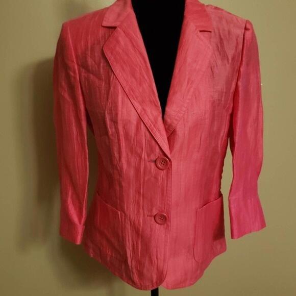 LKNW BASLER Crinkle light weight 3/4 bright Pink Blazer 4 (J7) - Picture 1 of 10